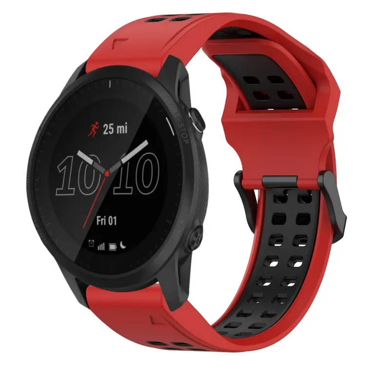 For Garmin Forerunner 945 Two Color Reverse Buckle 22mm Silicone Watch Band(Red+Black)