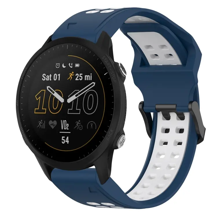 For Garmin Forerunner 955 Two Color Reverse Buckle 22mm Silicone Watch Band(Blue+White)