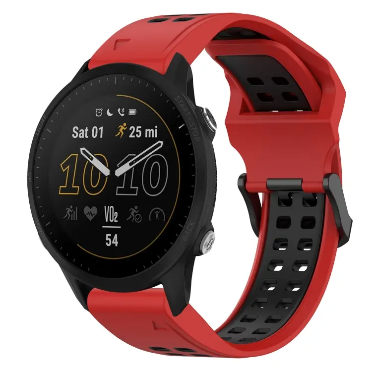 For Garmin Forerunner 955 Two Color Reverse Buckle 22mm Silicone Watch Band(Red+Black)