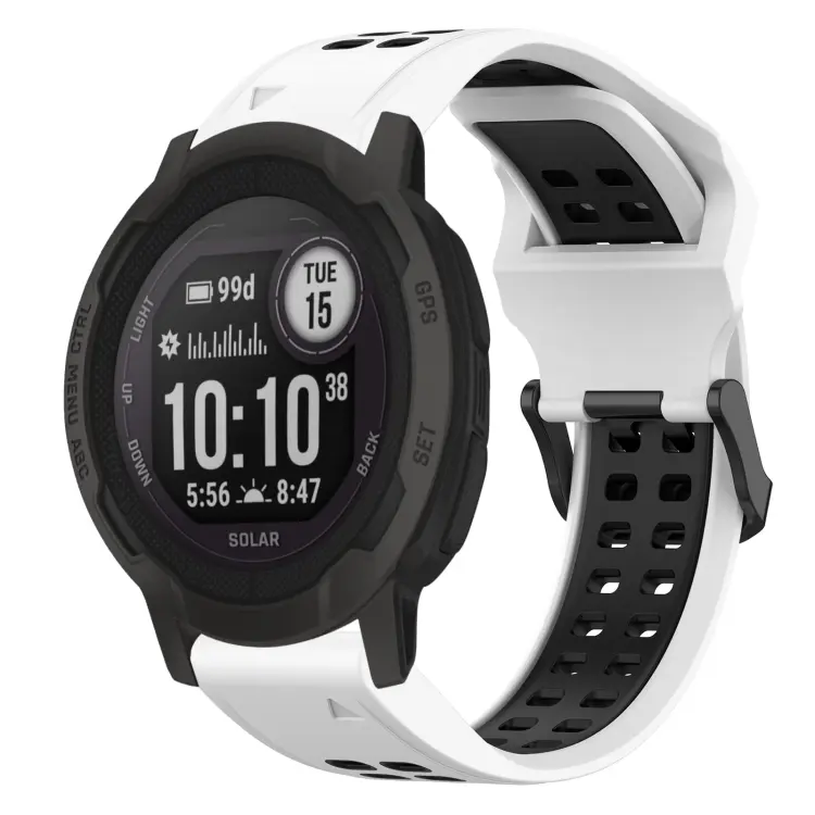 For Garmin Instinct 2 Two Color Reverse Buckle 22mm Silicone Watch Band(White+Black)