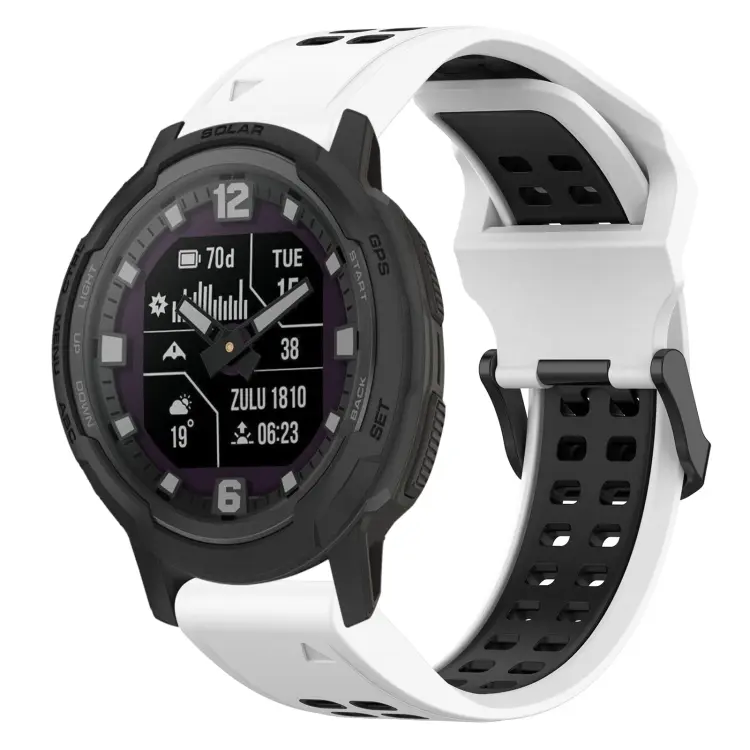 For Garmin Instinct Crossover Two Color Reverse Buckle 22mm Silicone Watch Band(White+Black)