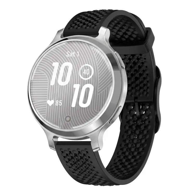 For Garmin Lily 2 Honeycomb Mesh Pin Buckle Solid Color Silicone Watch Band(Black)