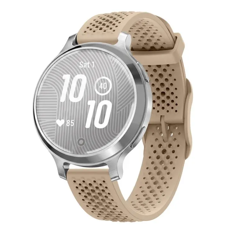 For Garmin Lily 2 Honeycomb Mesh Pin Buckle Solid Color Silicone Watch Band(Milk Tea)