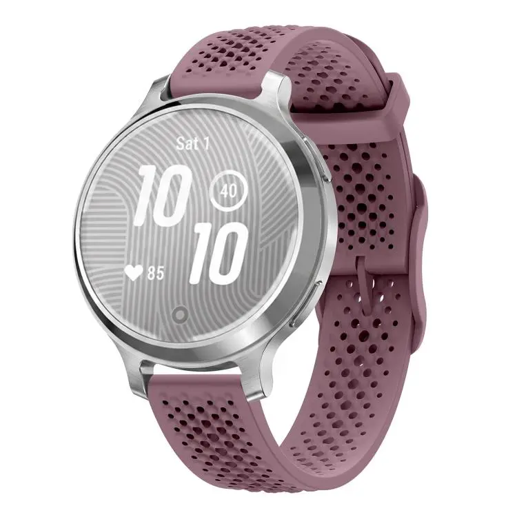 For Garmin Lily 2 Honeycomb Mesh Pin Buckle Solid Color Silicone Watch Band(Smoky Purple)