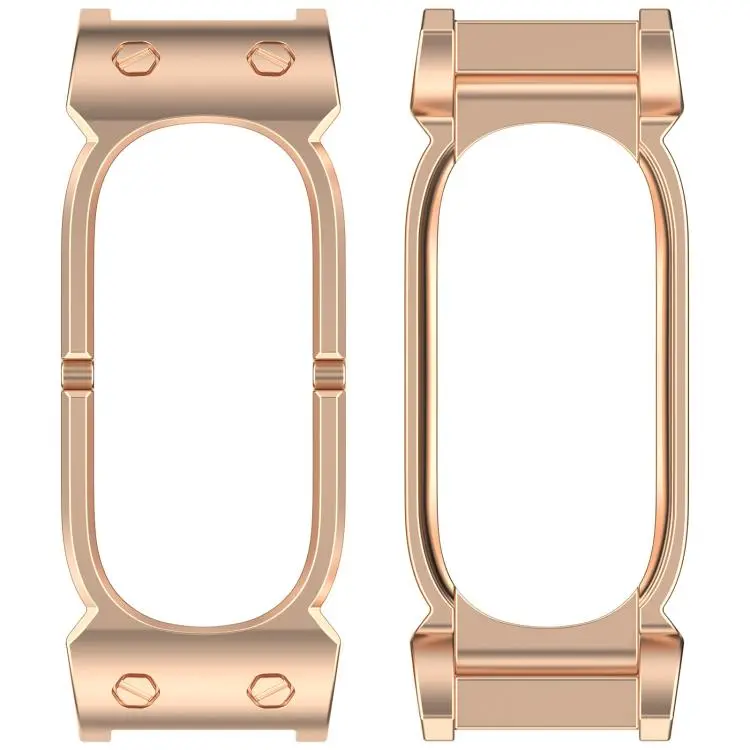 For Google Fitbit Air 12mm Spring Ear Style Bracelet Watch Frame Metal Watch Protective Case(Rose Gold)