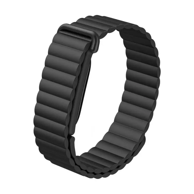 For Google Fitbit Air Classic Wave Texture Magnetic Silicone Watch Band(Black)
