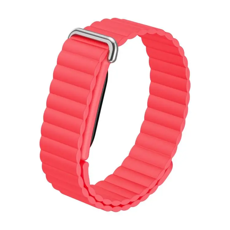 For Google Fitbit Air Classic Wave Texture Magnetic Silicone Watch Band(Rose Red)