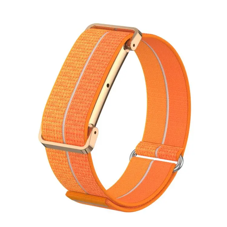 For Google Fitbit Air Metal Case Hybrid Feather Light Nylon Hook and Loop Fastener Watch Band(Orange)