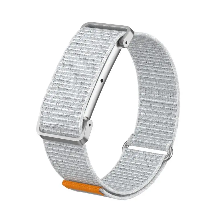 For Google Fitbit Air Metal Case Hybrid Nylon Hook and Loop Fastener Watch Band(Seashell)