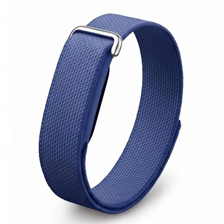 For Google Fitbit Air Metal Connector Nylon Loop Hook and Loop Fastener Watch Band(Azure)