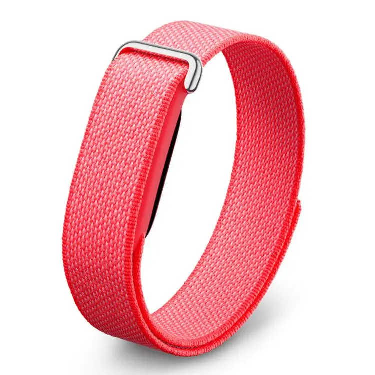 For Google Fitbit Air Metal Connector Nylon Loop Hook and Loop Fastener Watch Band(Berry)