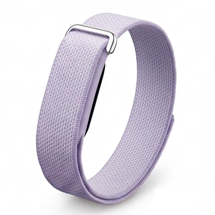 For Google Fitbit Air Metal Connector Nylon Loop Hook and Loop Fastener Watch Band(Lilac)