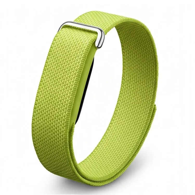 For Google Fitbit Air Metal Connector Nylon Loop Hook and Loop Fastener Watch Band(Meadow Green)