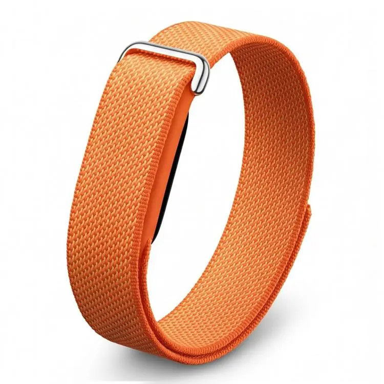 For Google Fitbit Air Metal Connector Nylon Loop Hook and Loop Fastener Watch Band(Orange)