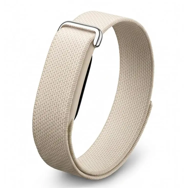 For Google Fitbit Air Metal Connector Nylon Loop Hook and Loop Fastener Watch Band(Starlight)