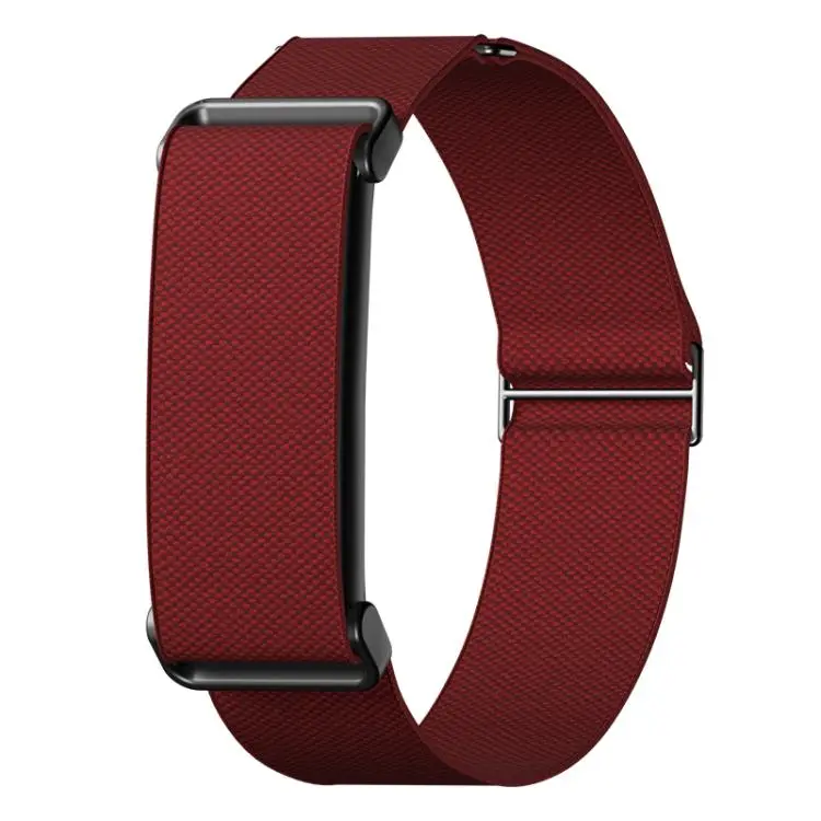 For Google Fitbit Air Metal Frame Eight-Shaped Buckle Nylon Elastic Watch Band(Wine Red)
