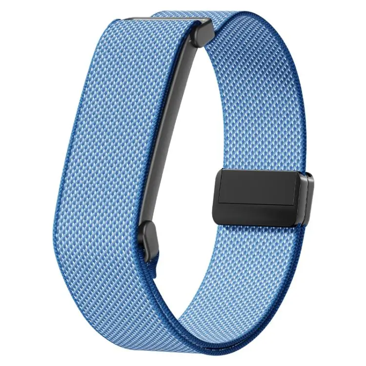 For Google Fitbit Air Metal Frame Grid Texture Magnetic Clasp Nylon Elastic Watch Band(Lavender)