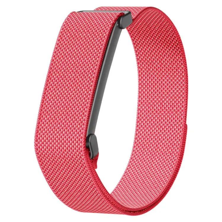For Google Fitbit Air Metal Frame Grid Texture Nylon Hook And Loop Fastener Watch Band(Berry)