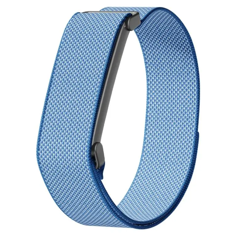 For Google Fitbit Air Metal Frame Grid Texture Nylon Hook And Loop Fastener Watch Band(Lavender)