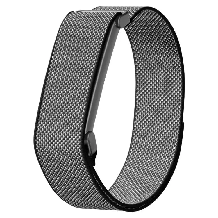 For Google Fitbit Air Metal Frame Grid Texture Nylon Hook And Loop Fastener Watch Band(Obsidian Black)
