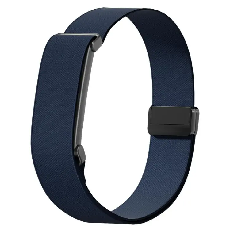 For Google Fitbit Air Metal Frame Magnetic Clasp Nylon Elastic Arm Band(Dark Blue)