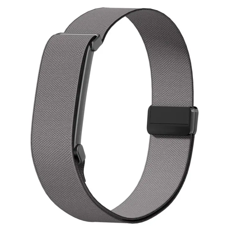 For Google Fitbit Air Metal Frame Magnetic Clasp Nylon Elastic Arm Band(Dark Gray)