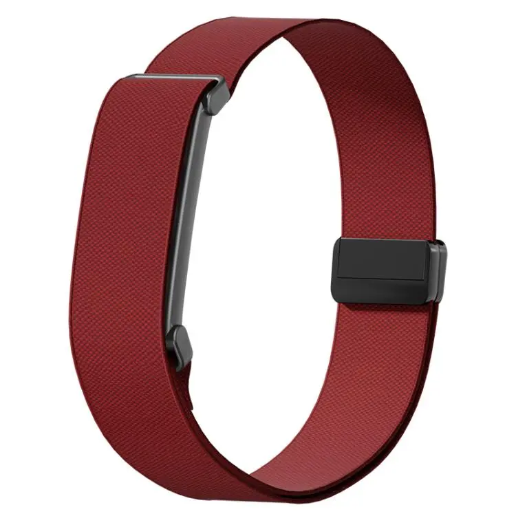 For Google Fitbit Air Metal Frame Magnetic Clasp Nylon Elastic Arm Band(Wine Red)
