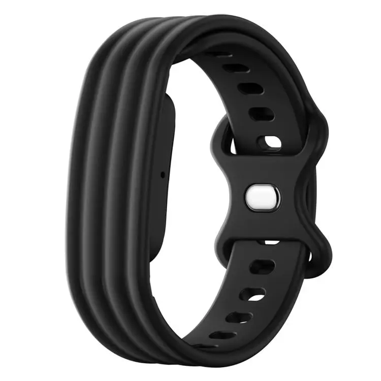 For Google Fitbit Air Solid Color Butterfly Buckle Silicone Watch Band Size