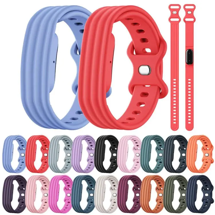 For Google Fitbit Air Solid Color Butterfly Buckle Silicone Watch Band Size
