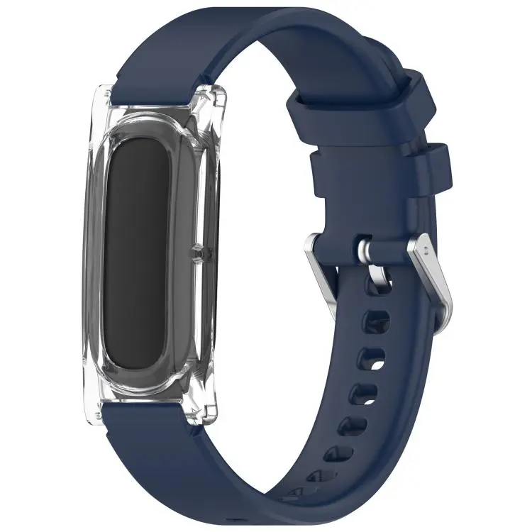 For Google Fitbit Air Spring Bar Style Clear Watch Case and Solid Color Silicone Watch Band(Blue)
