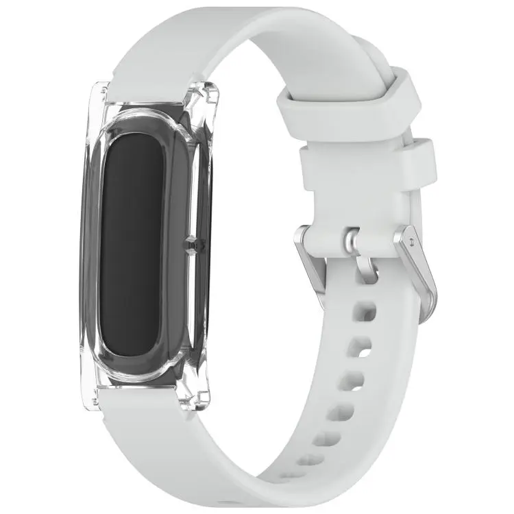 For Google Fitbit Air Spring Bar Style Clear Watch Case and Solid Color Silicone Watch Band(Gray)