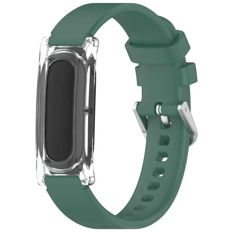 For Google Fitbit Air Spring Bar Style Clear Watch Case and Solid Color Silicone Watch Band(Green)