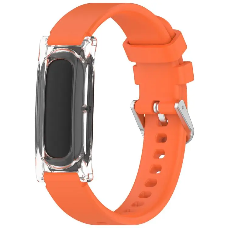 For Google Fitbit Air Spring Bar Style Clear Watch Case and Solid Color Silicone Watch Band(Orange)