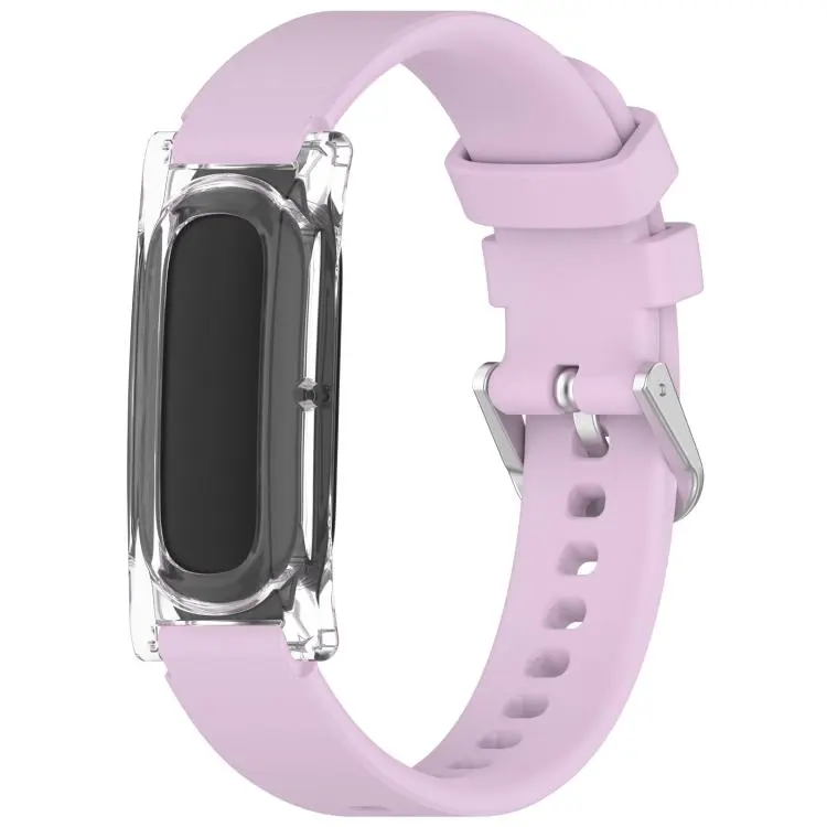For Google Fitbit Air Spring Bar Style Clear Watch Case and Solid Color Silicone Watch Band(Purple)
