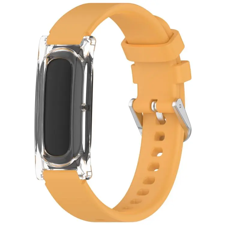 For Google Fitbit Air Spring Bar Style Clear Watch Case and Solid Color Silicone Watch Band(Yellow)