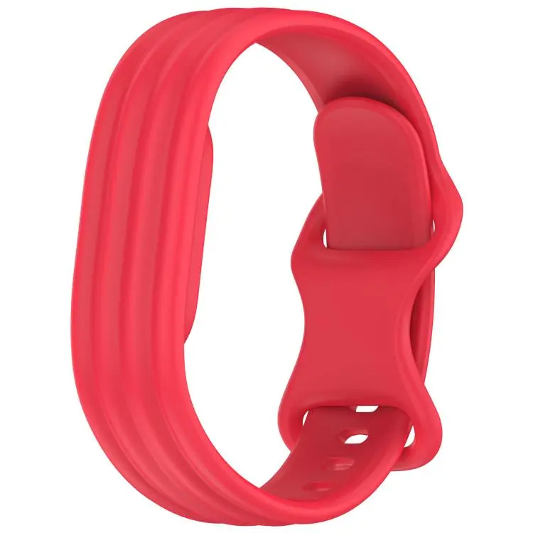 For Google Fitbit Air Vertical Stripe Butterfly Colorful Buckle Solid Color TPU Watch Band(Berry)