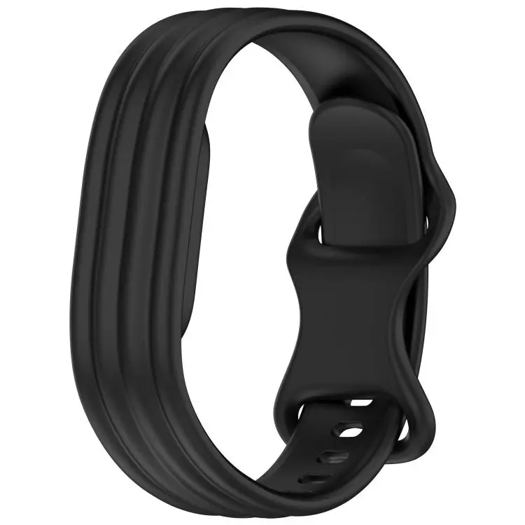 For Google Fitbit Air Vertical Stripe Butterfly Colorful Buckle Solid Color TPU Watch Band(Black)