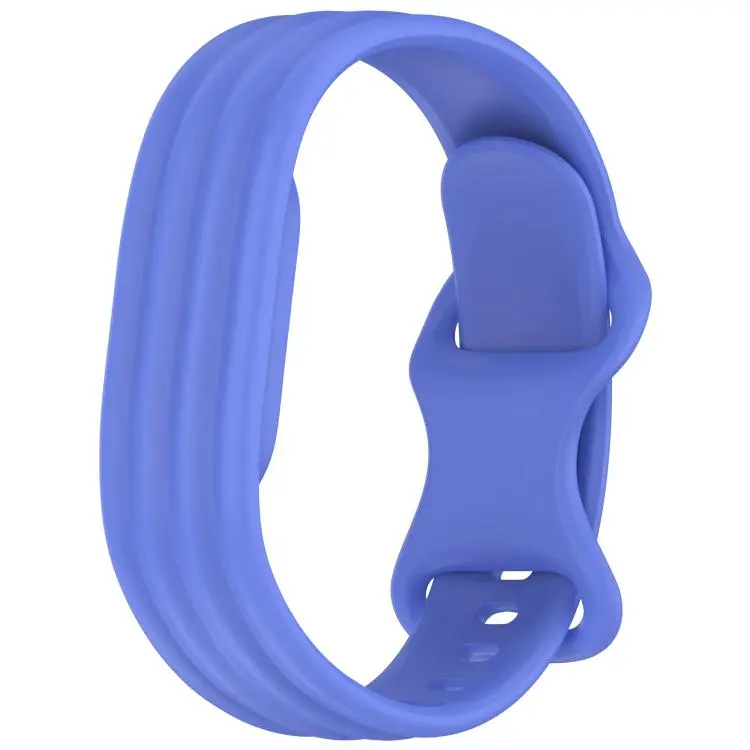 For Google Fitbit Air Vertical Stripe Butterfly Colorful Buckle Solid Color TPU Watch Band(Lavender)