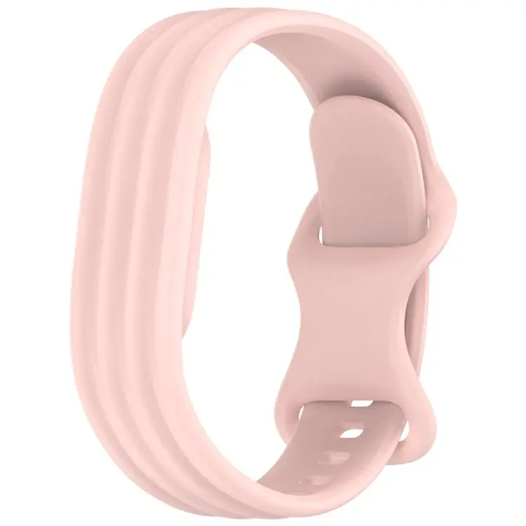 For Google Fitbit Air Vertical Stripe Butterfly Colorful Buckle Solid Color TPU Watch Band(Light Pink)