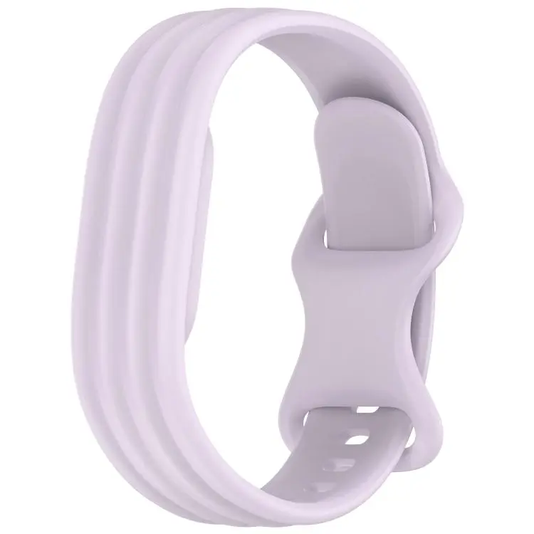 For Google Fitbit Air Vertical Stripe Butterfly Colorful Buckle Solid Color TPU Watch Band(Light Purple)