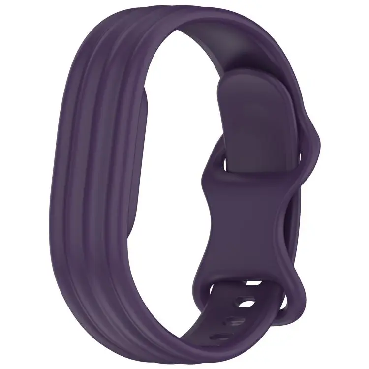 For Google Fitbit Air Vertical Stripe Butterfly Colorful Buckle Solid Color TPU Watch Band(New Plum)