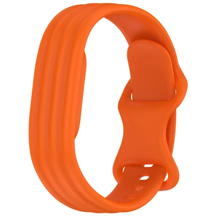 For Google Fitbit Air Vertical Stripe Butterfly Colorful Buckle Solid Color TPU Watch Band(Orange)