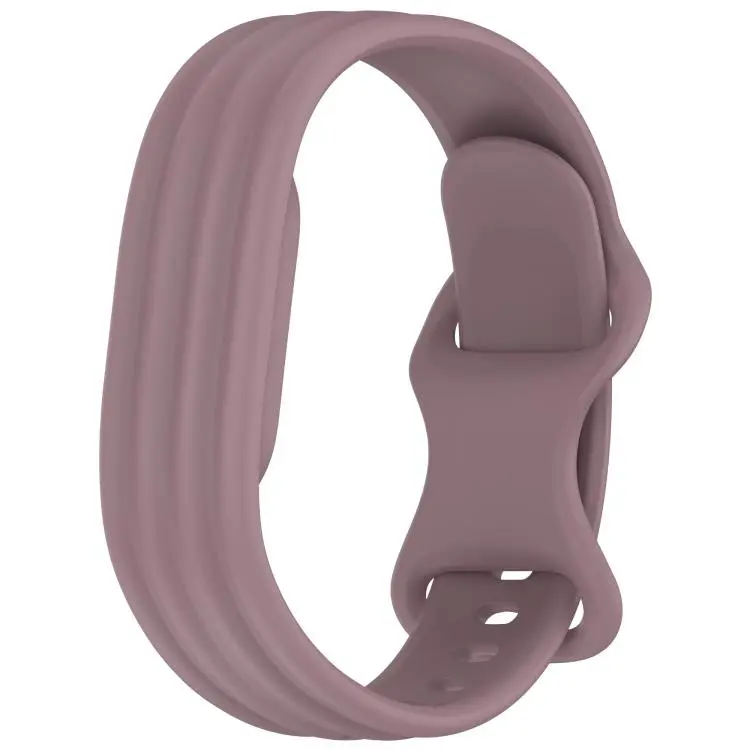 For Google Fitbit Air Vertical Stripe Butterfly Colorful Buckle Solid Color TPU Watch Band(Smoky Purple)