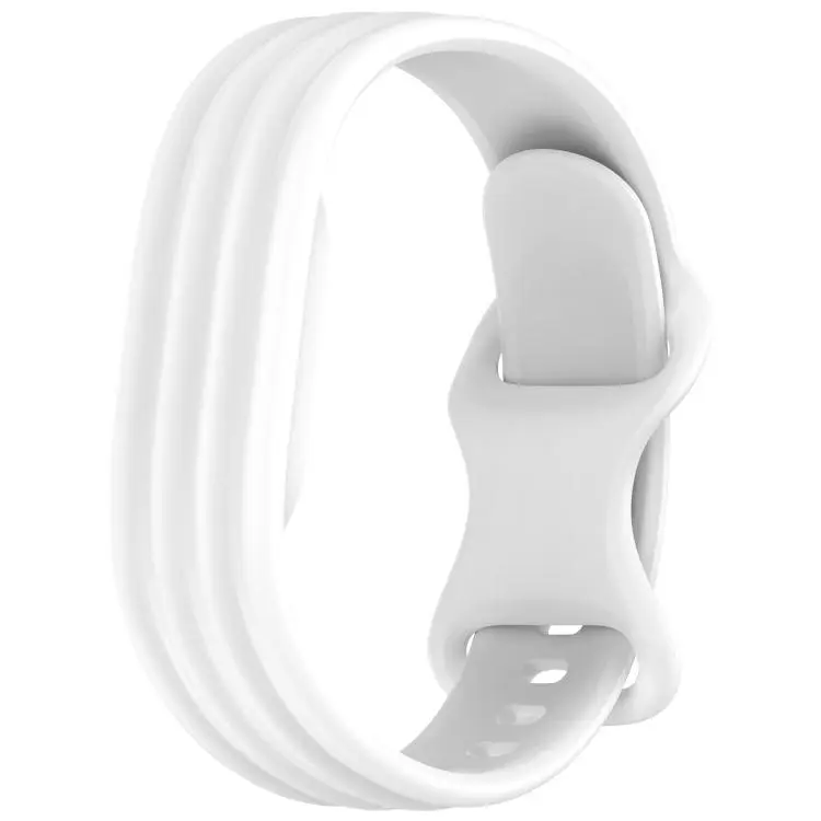 For Google Fitbit Air Vertical Stripe Butterfly Colorful Buckle Solid Color TPU Watch Band(White)