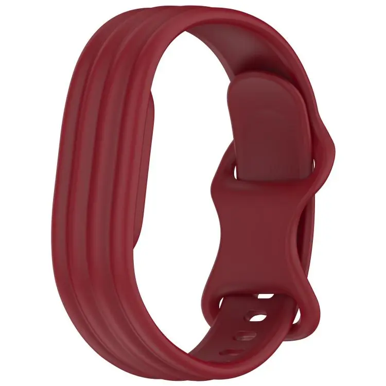 For Google Fitbit Air Vertical Stripe Butterfly Colorful Buckle Solid Color TPU Watch Band(Wine Red)