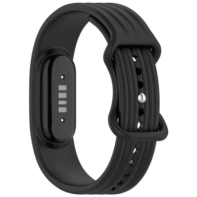 For Google Fitbit Air Vertical Texture Butterfly Buckle Solid Color Silicone Watch Band(Black)