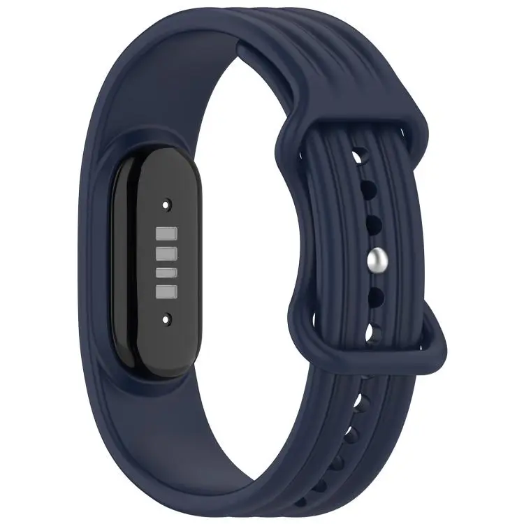For Google Fitbit Air Vertical Texture Butterfly Buckle Solid Color Silicone Watch Band(Dark Blue)