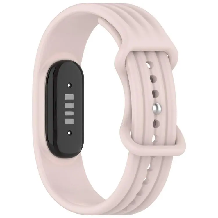 For Google Fitbit Air Vertical Texture Butterfly Buckle Solid Color Silicone Watch Band(Light Pink)
