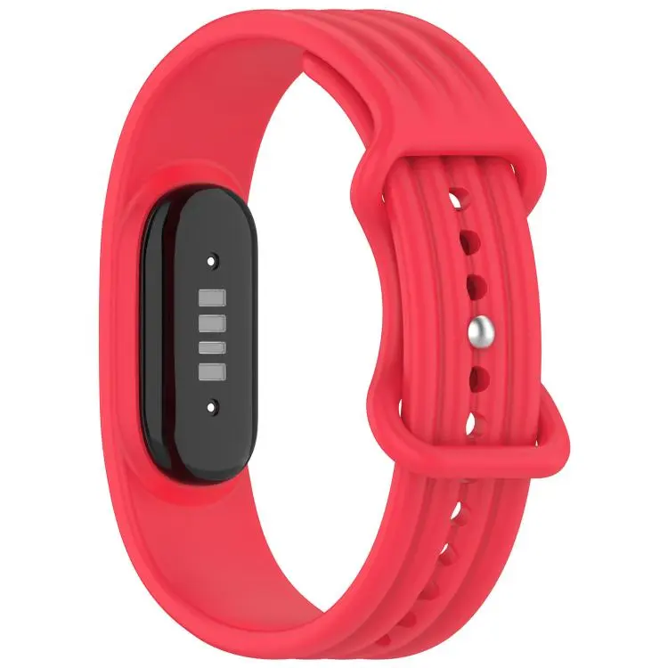For Google Fitbit Air Vertical Texture Butterfly Buckle Solid Color Silicone Watch Band(Red)
