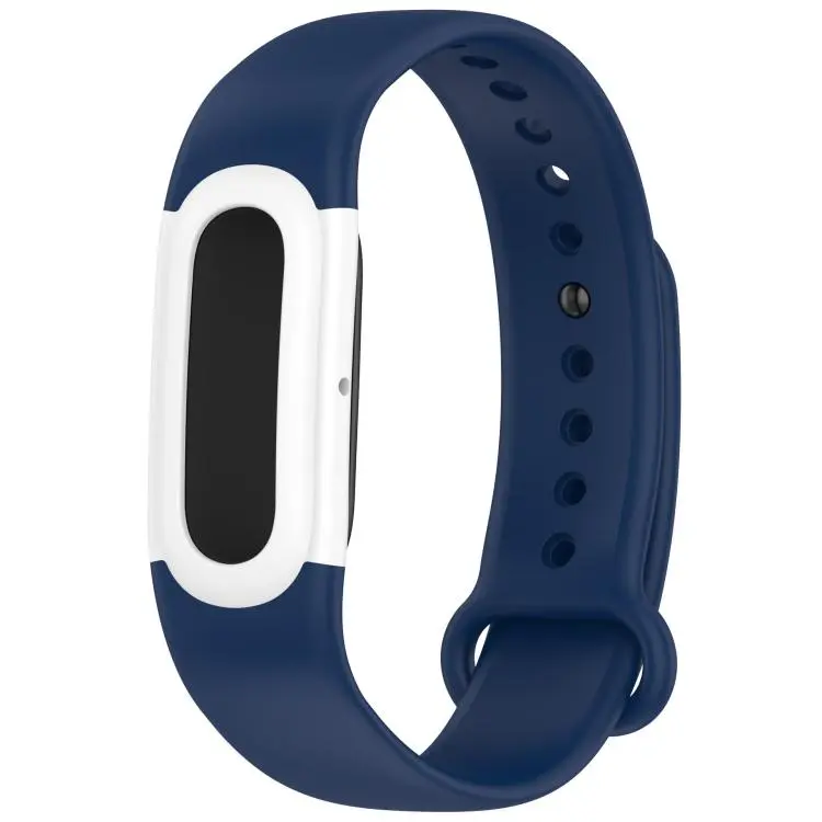 For Google Fitbit Air Watch Frame Integrated Reverse Buckle Silicone Watch Band(Midnight Blue White)